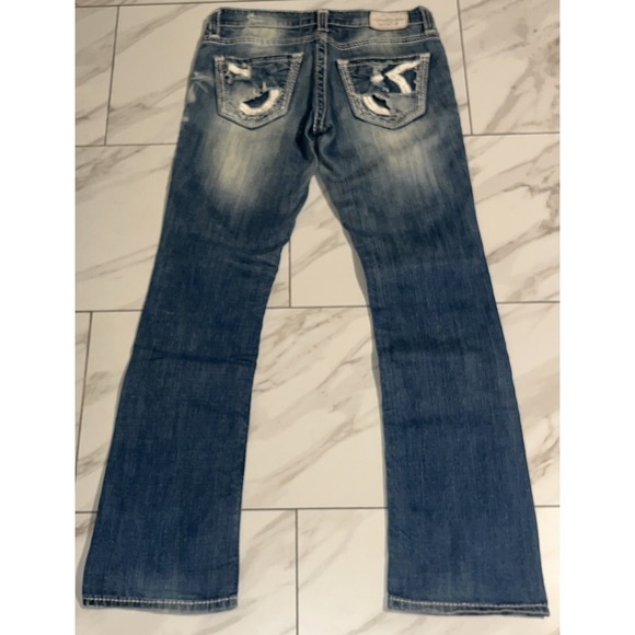 Big Star Liv Slim Bootcut Jeans Women's 27R Whiskered Vintage Denim Blue - Picture 4 of 16